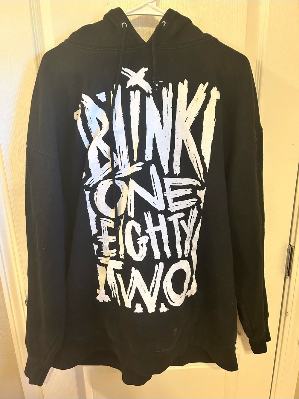 Black Crewneck Sweatshirt with Bold White Graphic - Men